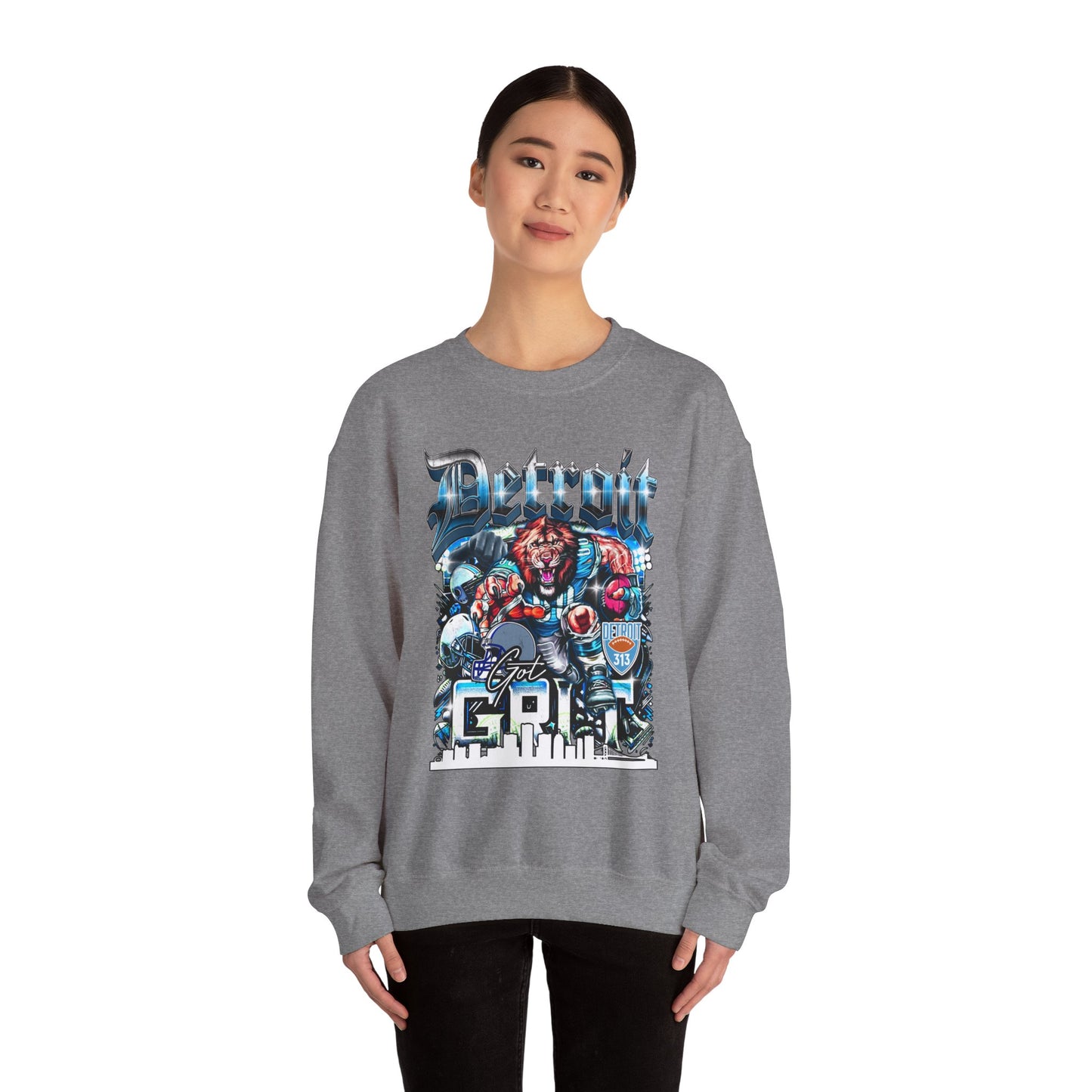 Detroit Got Grit Crewneck – Unisex Heavy Blend Crewneck Sweatshirt