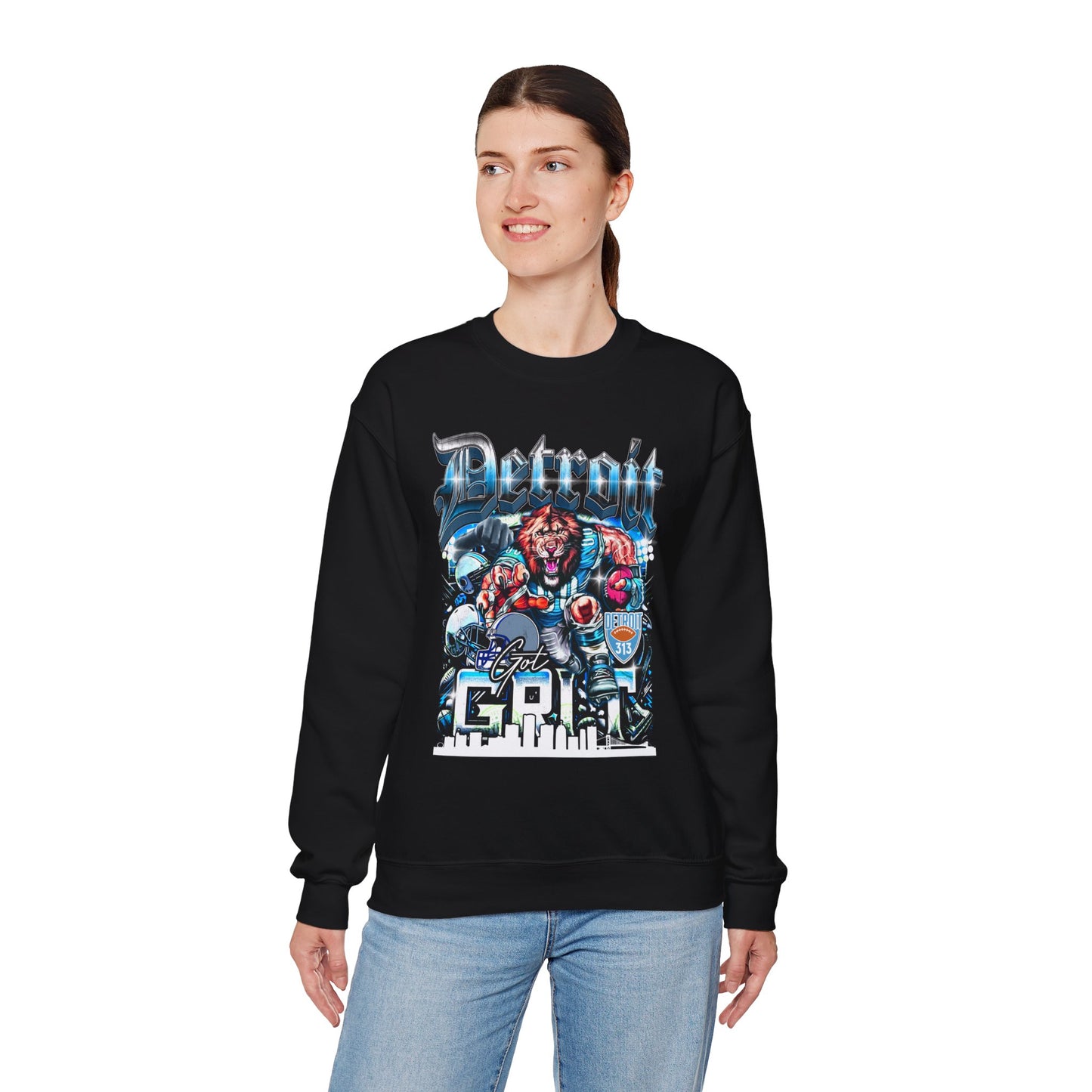 Detroit Got Grit Crewneck – Unisex Heavy Blend Crewneck Sweatshirt